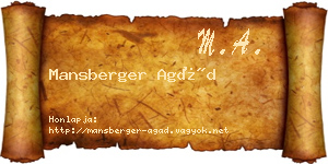 Mansberger Agád névjegykártya